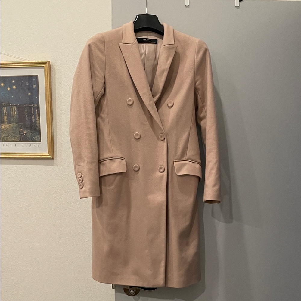 Elegant Tan Double-Breasted Women's Coat